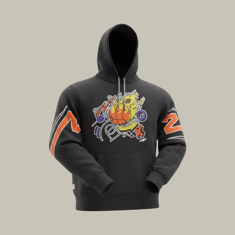 New Balance Basketball Graphic Pullover Hoodie Black Mens Large MT21621
